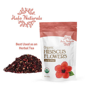 Halo Naturals USDA Organic seal confirms certified organic hibiscus.