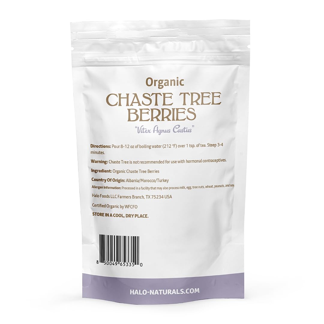 Halo Naturals vitex agnus castus berries pour ideal for tea blends