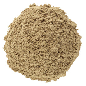 Halo Naturals wormwood powder label close-up with organic certification details.
