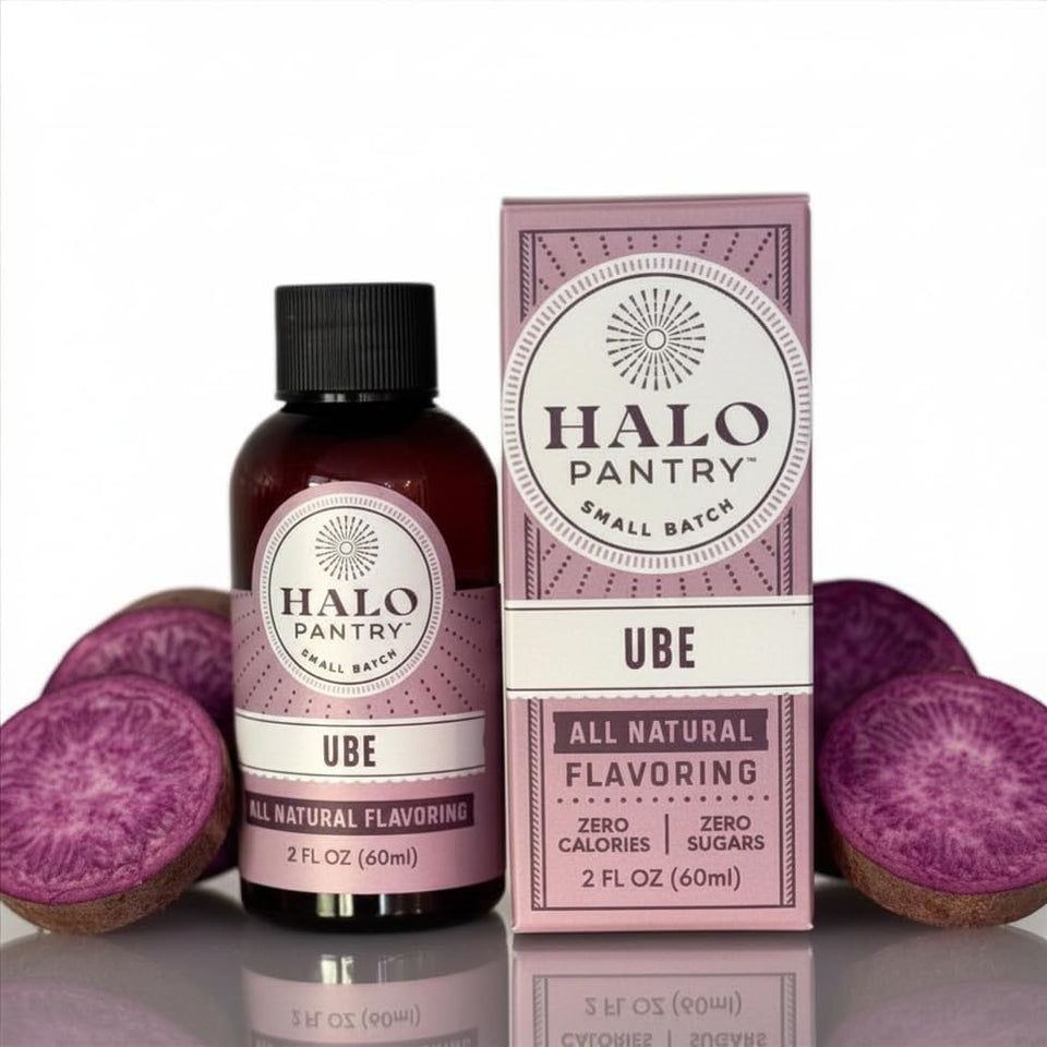 HALO PANTRY UBE flavoring extract bottle front view for versatile baking