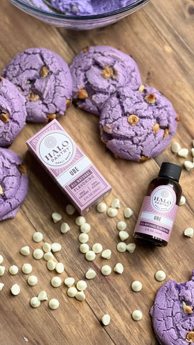 HALO PANTRY UBE flavoring extract on a dessert table for creative toppings