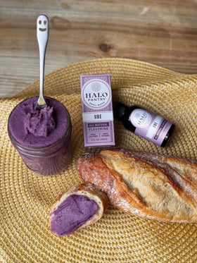 HALO PANTRY UBE flavoring extract made in the USA label and packaging