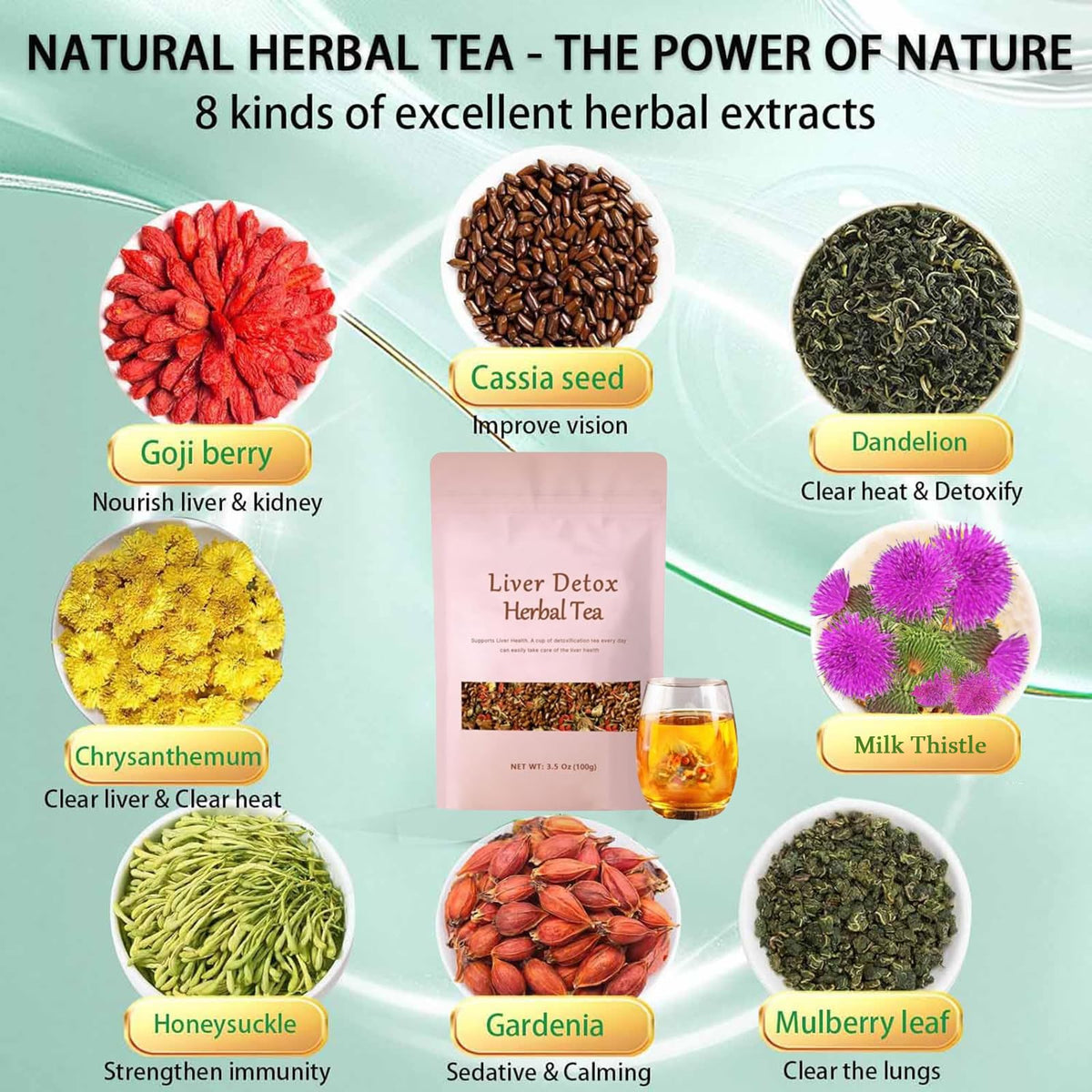 Halpilt Liver Detox Tea amber-colored infusion after steeping
