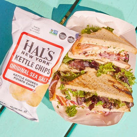 Hal's New York crunchy potato chip, sea salt flavor perfect with a sandwich.