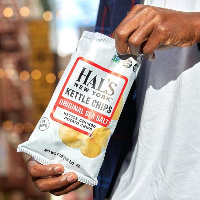Hal's New York kosher-certified sea salt chips, trusted quality in every bite.