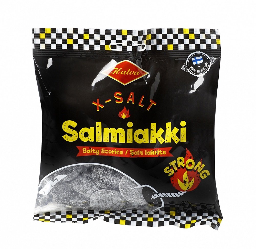 Halva Salmiakki two-bags-120g: authentic Finnish salty licorice for bold flavor and social snacking