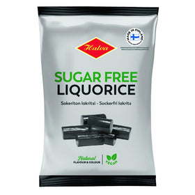 Halva sugar-free liquorice 90g pack back view, on-the-go packaging for convenience.
