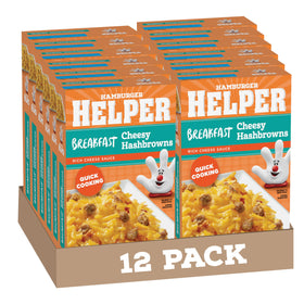 Hamburger Helper BREAKFAST hashbrowns sizzle in skillet for a quick family breakfast