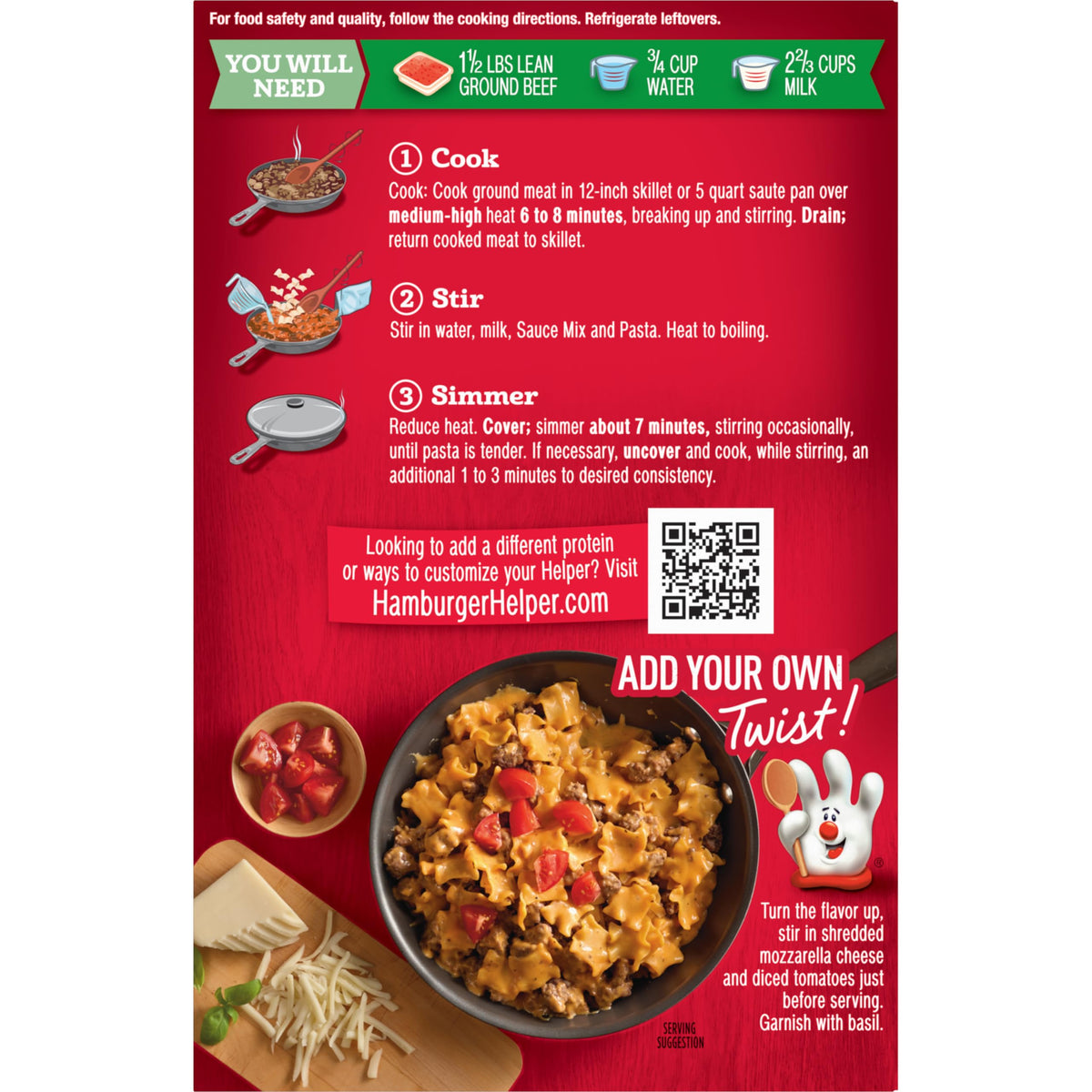 Hamburger Helper browning beef and pasta for a fast weeknight meal