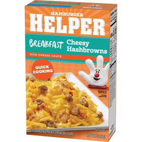 Hamburger Helper beef browning on the stove speeds breakfast prep