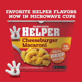 12-pack Hamburger Helper Cheeseburger Macaroni on pantry shelf for busy nights