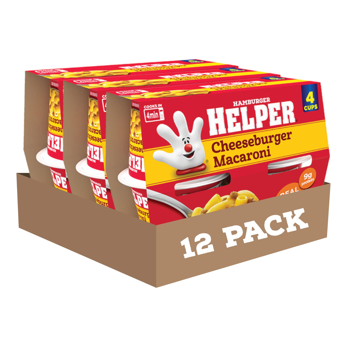 Hamburger Helper Cheeseburger Macaroni packaging showing a shelf-stable meal option