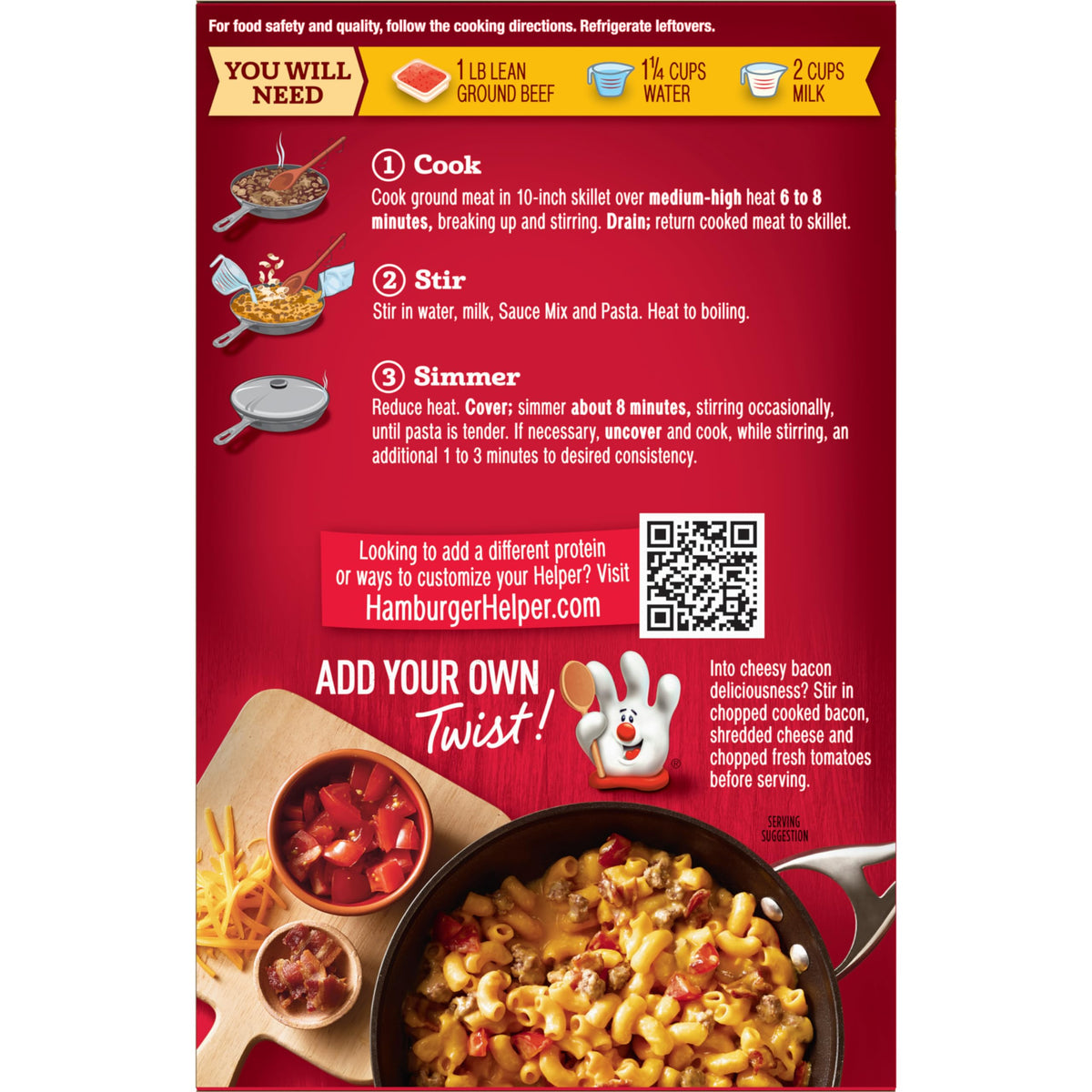 Hamburger Helper Cheeseburger Macaroni cooks in minutes for easy weeknight dinners.