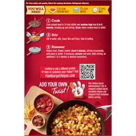 Hamburger Helper Cheeseburger Macaroni cooks in minutes for easy weeknight dinners.