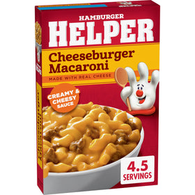 Hamburger Helper Cheeseburger Macaroni real cheese sauce creates a comforting family dish.