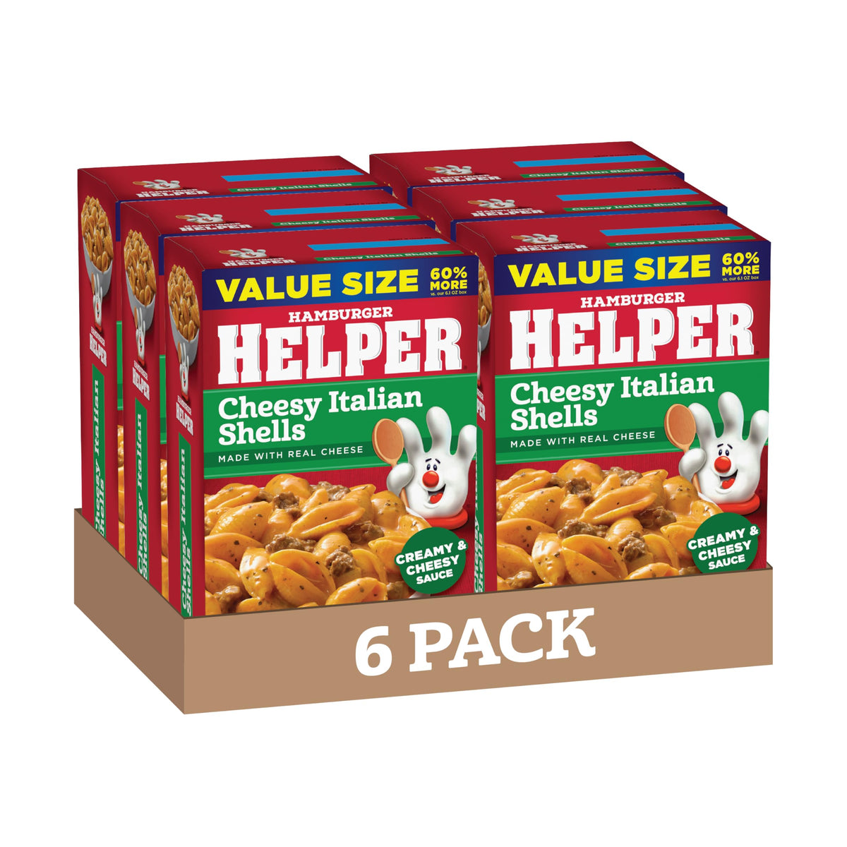 Hamburger Helper Cheesy Italian Shells box ready for quick family dinners