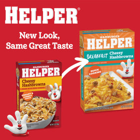 Hamburger Helper cheesy topping mix close-up ready to melt over potatoes