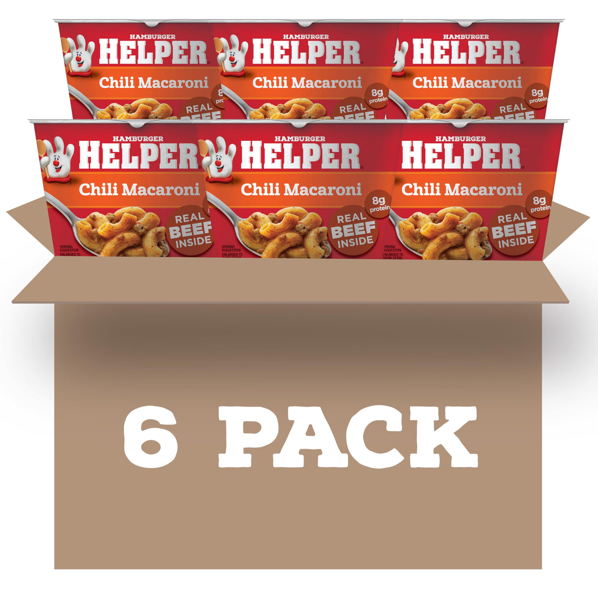 Hamburger Helper Chili Macaroni microwave cup assembly for a quick weeknight meal.