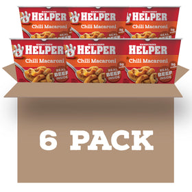 Hamburger Helper Chili Macaroni microwave cup assembly for a quick weeknight meal.