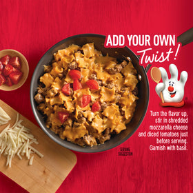 Hamburger Helper at the family dinner table during a busy evening
