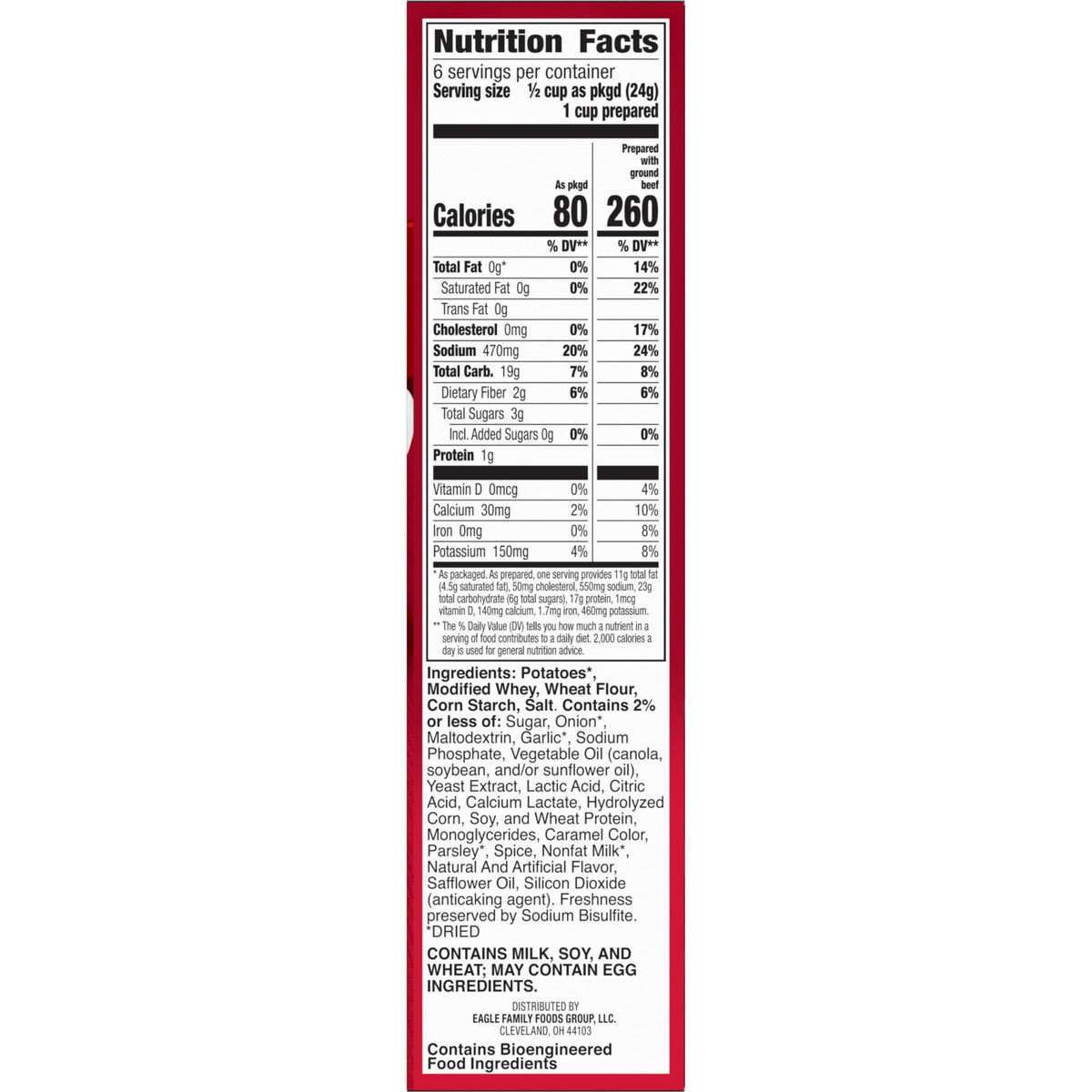 Hamburger Helper pack of 12 boxes on store shelf.