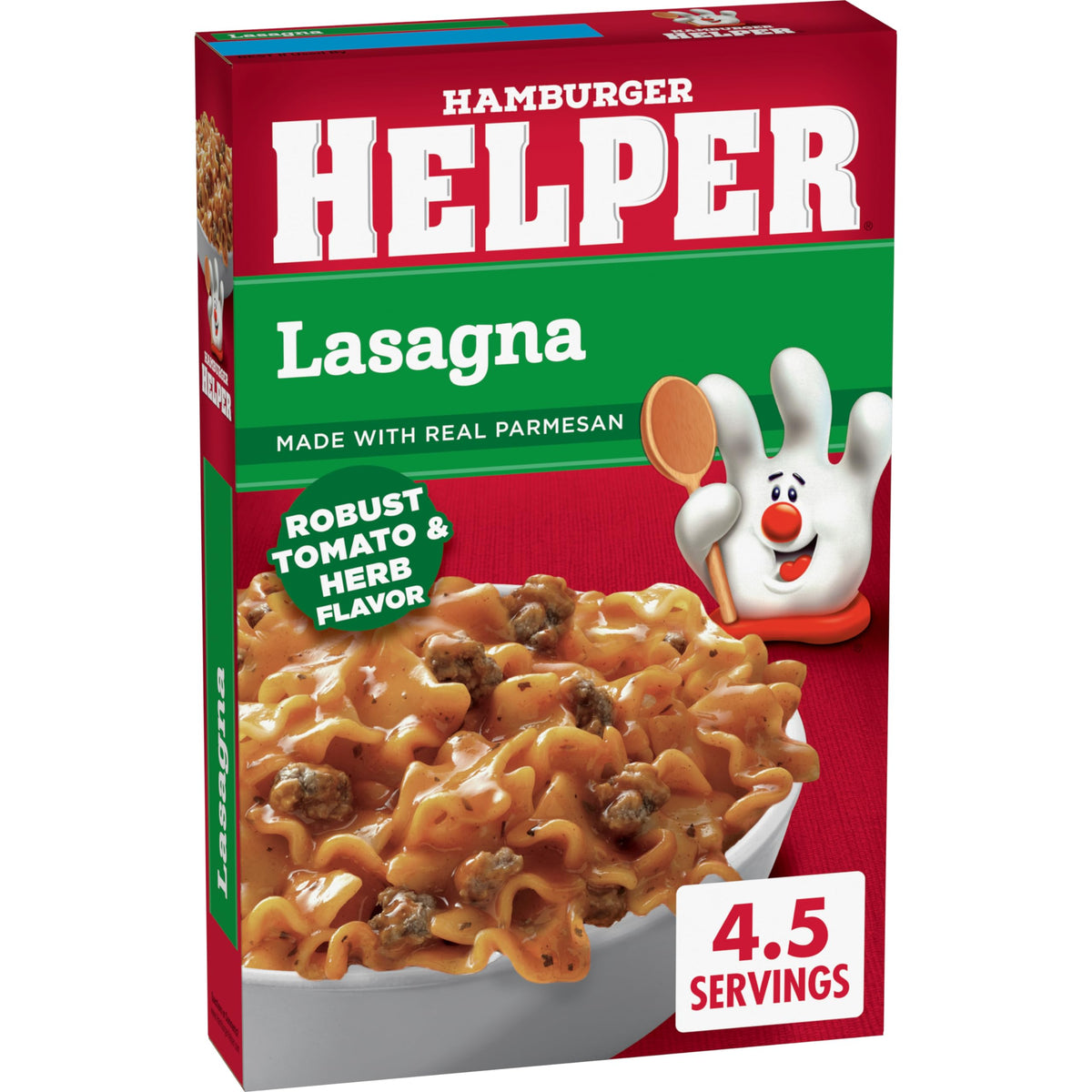 Hamburger Helper Pasta Lasagna browning beef forms the flavorful base.