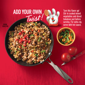 Hamburger Helper Salisbury 12-pack box display for easy family meals.