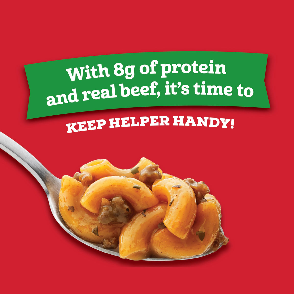 Hamburger Helper Tomato Basil Macaroni Cup close-up with beef and pasta for hearty flavor.