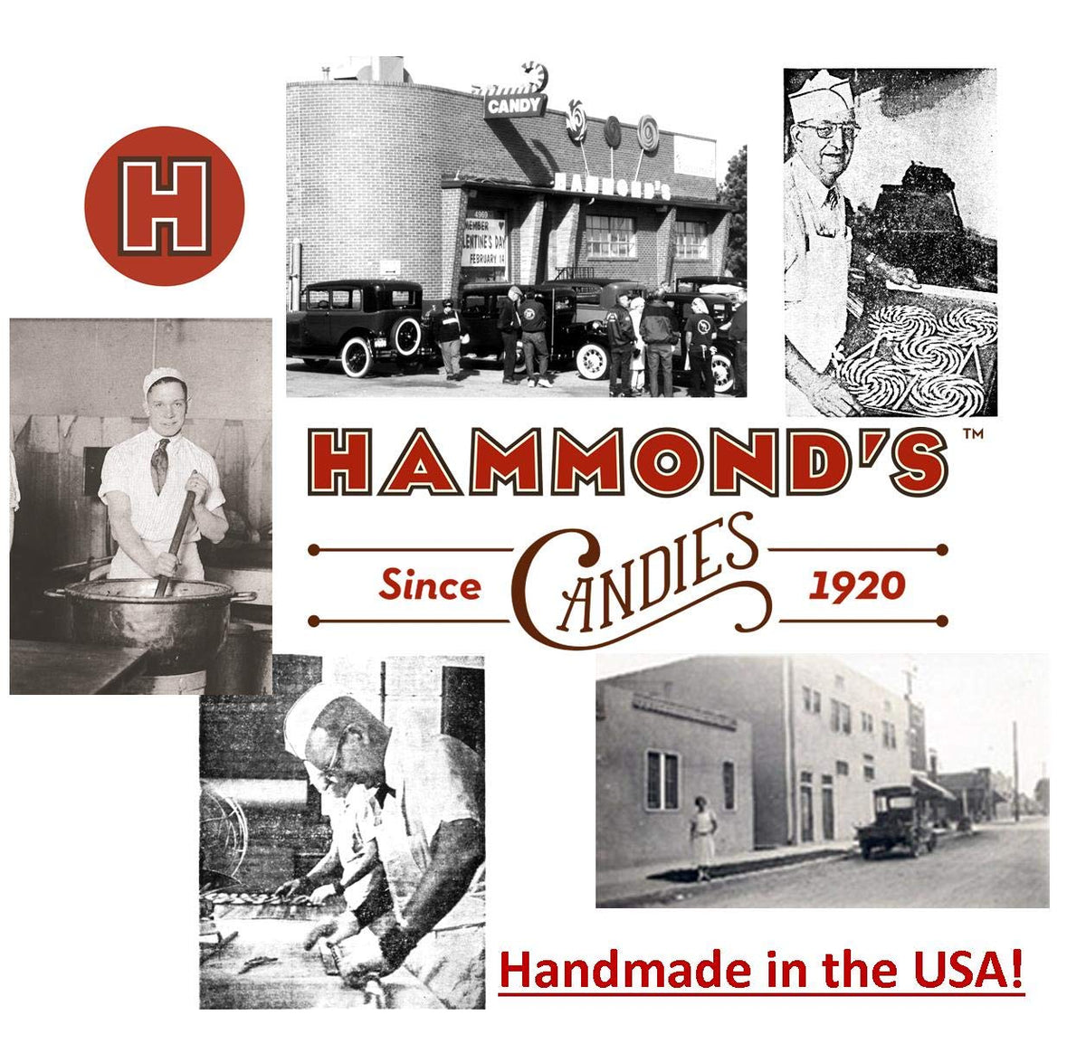 Hammond's Candies Cinnamon Drops close-up, warm spice notes and crunch.