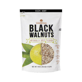 Hammons Black Walnuts in a resealable bag, ideal for baking and snacking.