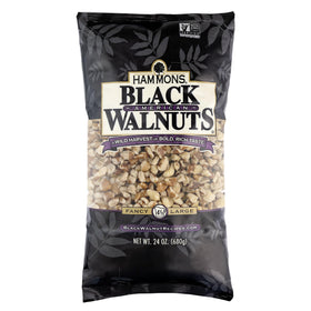 Hammons Fancy Large Black Walnuts in a jar showing bold, earthy flavor ready to snack