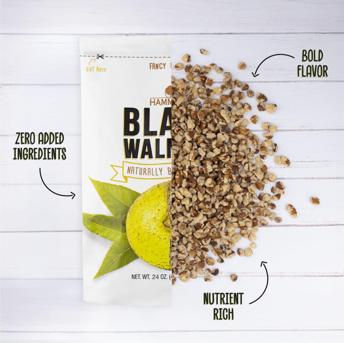 Hammons Fancy Large Black Walnuts in whole form with hearty crunch for toppings
