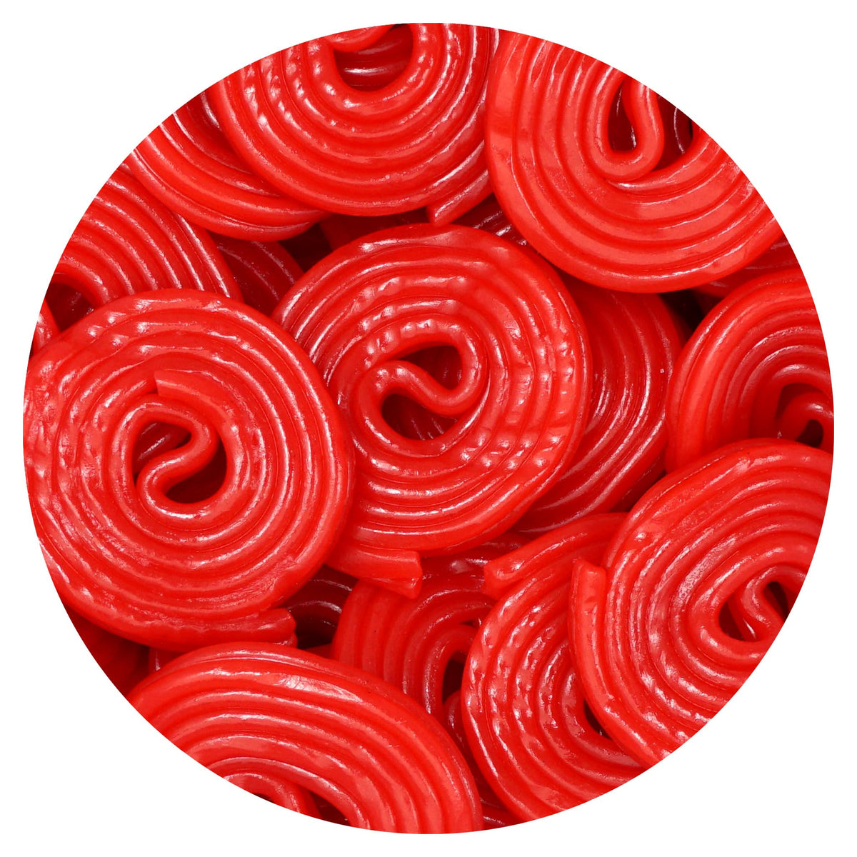 The Hampton Candy Company Broadway Strawberry Wheels licorice in a 2lb bulk bag for gatherings.
