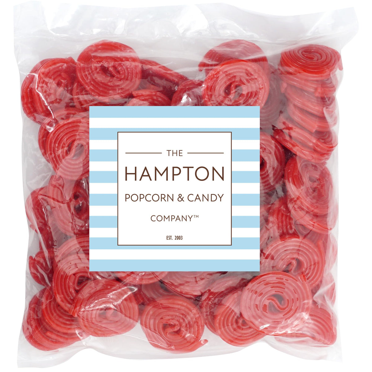 Broadway Strawberry Wheels licorice chewy red wheels, perfect for unrolling at parties.