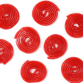 The Hampton Candy Company Broadway Strawberry Wheels on a serving tray for events.