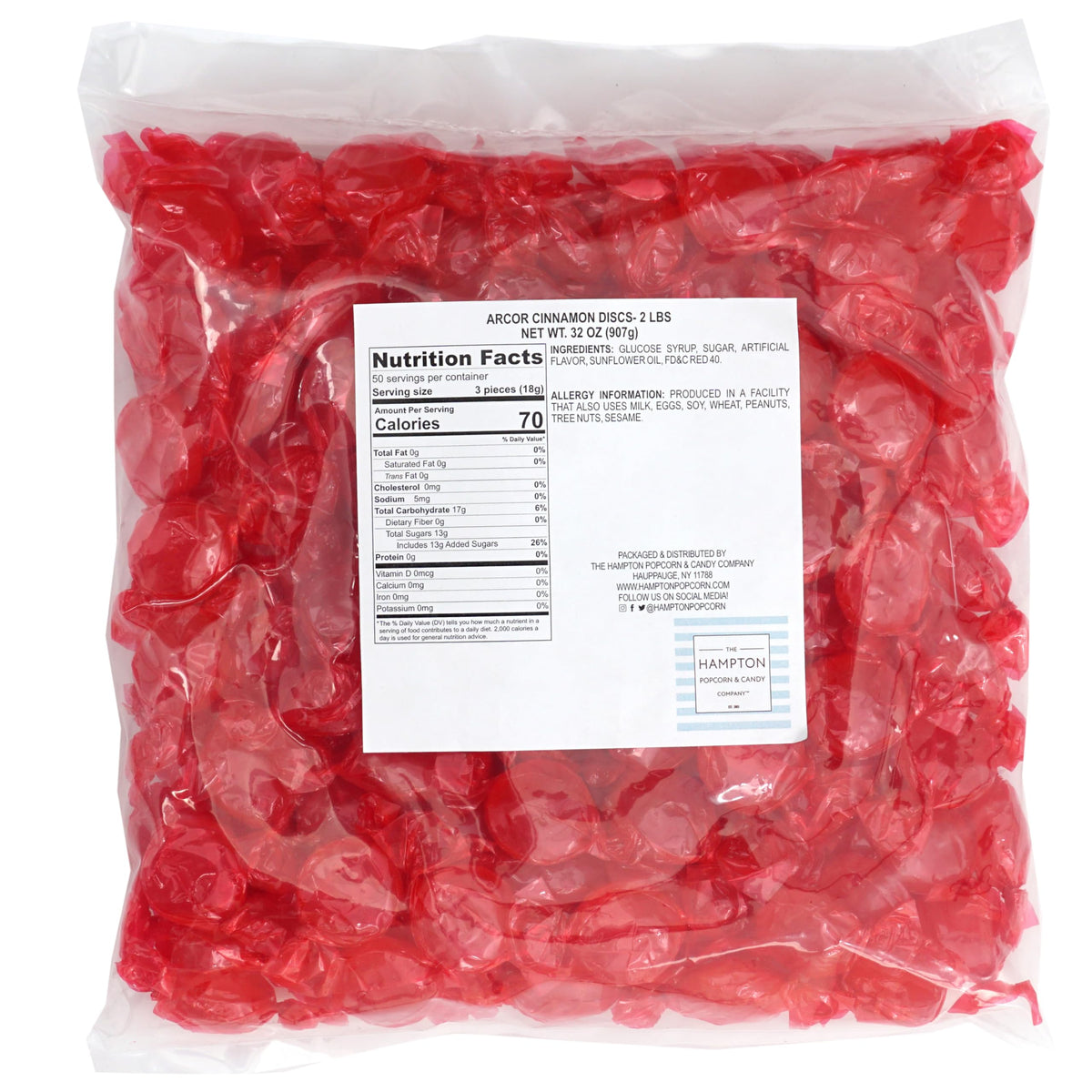 Bulk Arcor Cinnamon Discs from The Hampton Candy Company, ideal for stockings or party bowls.