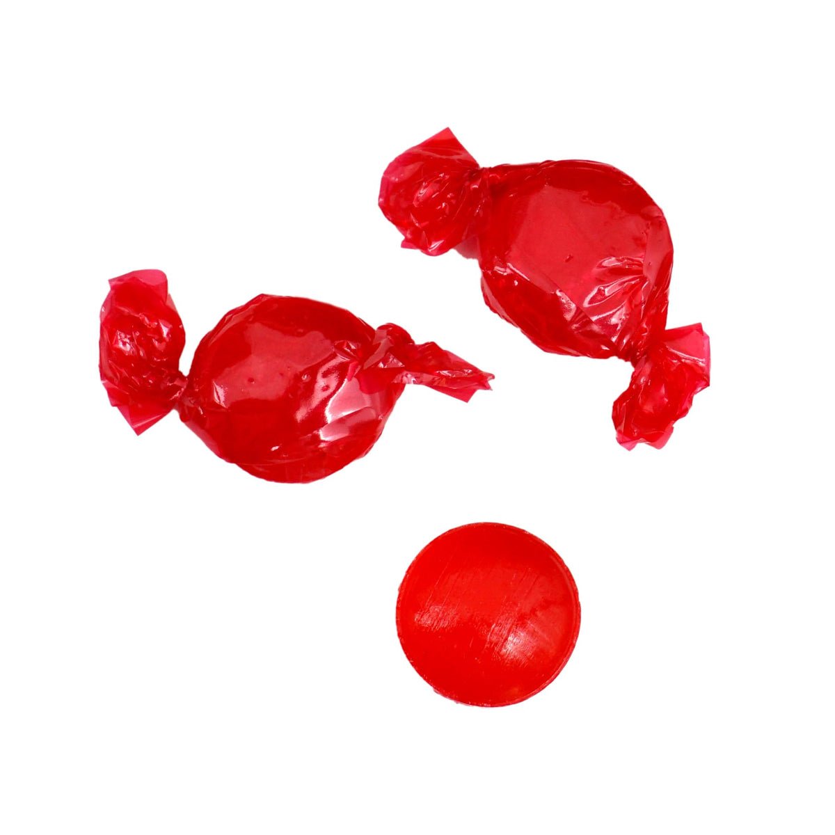 Close-up of Arcor Cinnamon Discs showing glossy red surfaces and bold cinnamon flavor hint.
