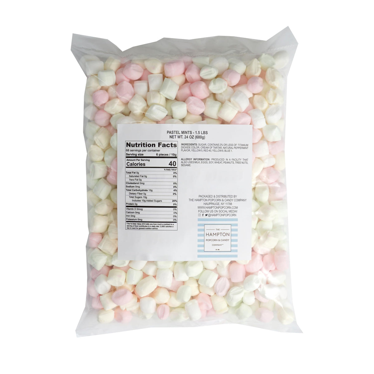 The Hampton Candy Company Assorted Party Soft Mints serving platter display for entertaining.