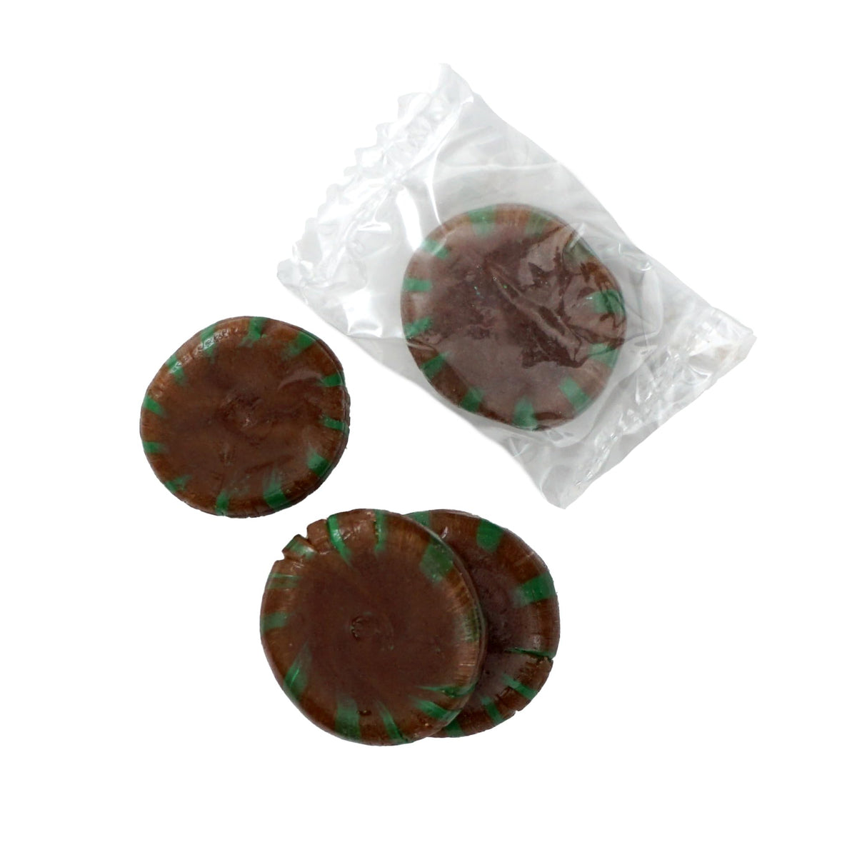Close-up of individually wrapped mints ideal for on-the-go snacking.