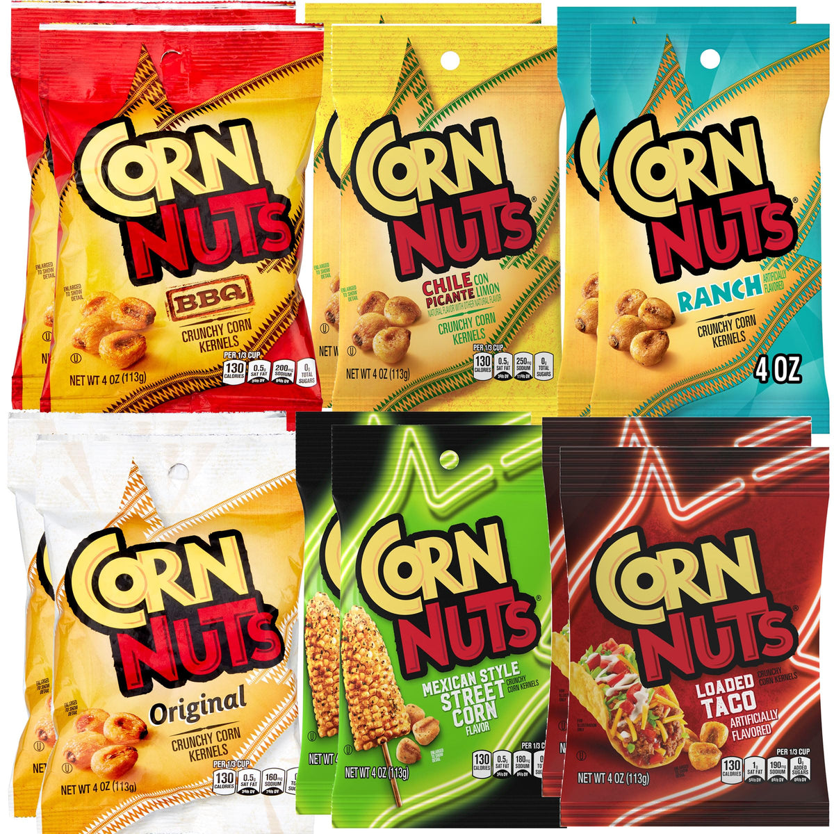 The Hampton Candy Company Crunchy Corn Nuts Original flavor in a portable 4 oz pack for lunchboxes