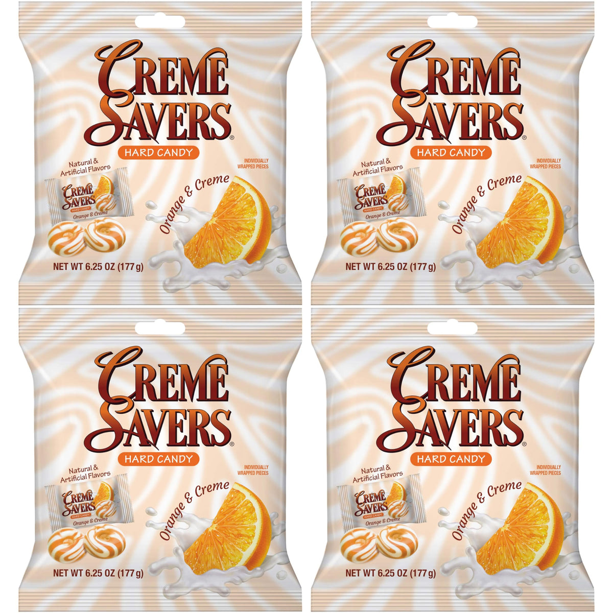 The Hampton Candy Company Cream Savers Orange and Cream 6.25 oz pack, office snack ready.