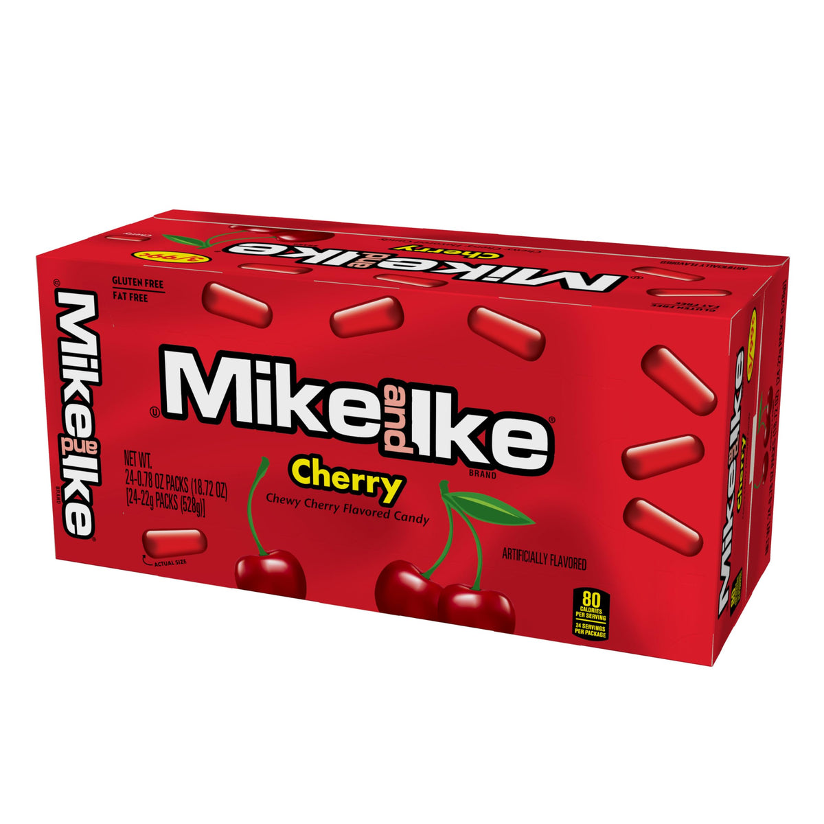 Mike and Ike Cherry flavor label on the box, inviting cherry lovers.