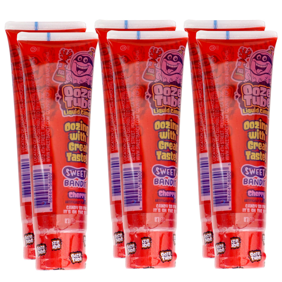 The Hampton Candy Company Ooze Tube Cherry six pack 4 oz each for events.
