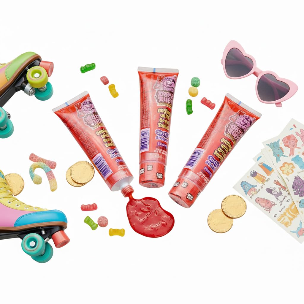 Ooze Tube Cherry by Hampton, resealable cap keeps candy fresh between uses.