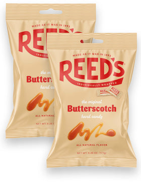 The Hampton Candy Company Reed's butterscotch bag two-pack on display for sharing