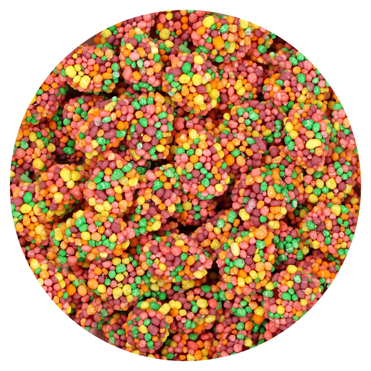 The Hampton Candy Company gummy clusters rainbow bulk bag showing colorful texture for sharing