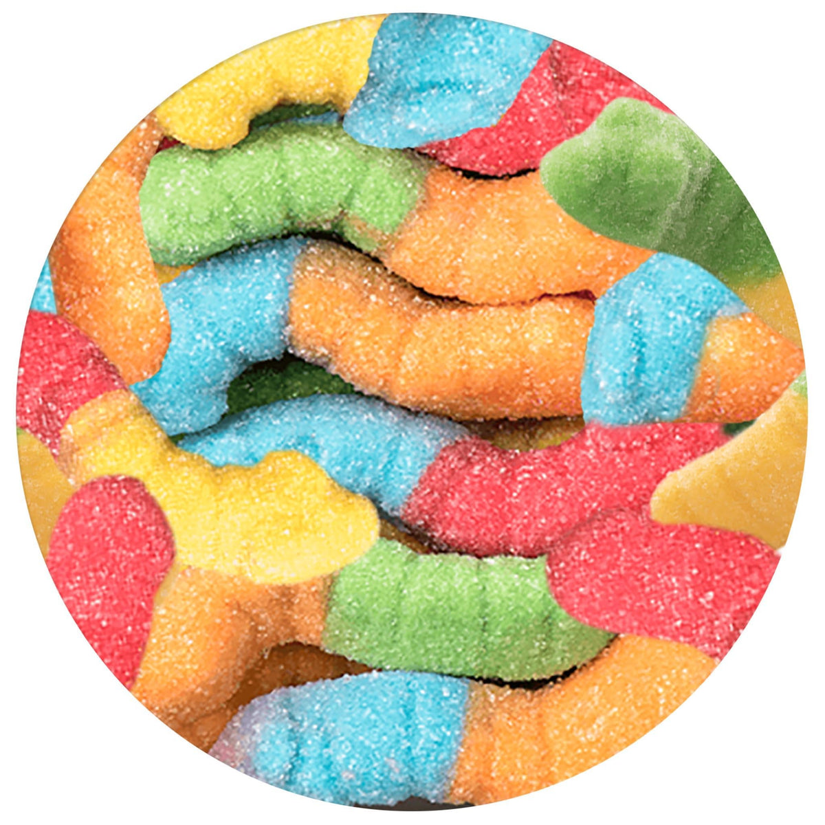 The Hampton Candy Company neon sour gummy worms bulk bag for sharing at parties.
