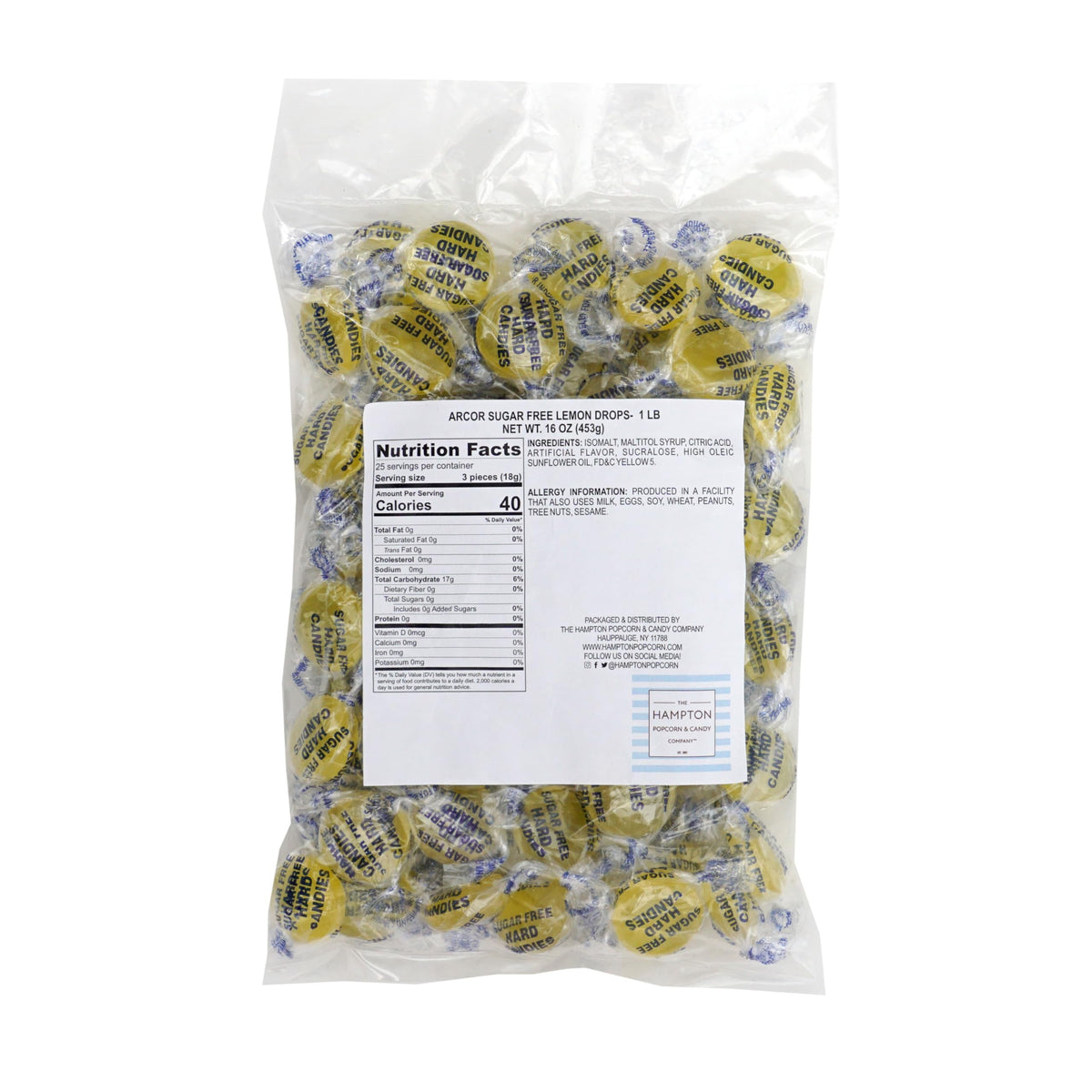 The Hampton Candy Company sugar-free lemon drops individually wrapped, ideal for stocking up for events