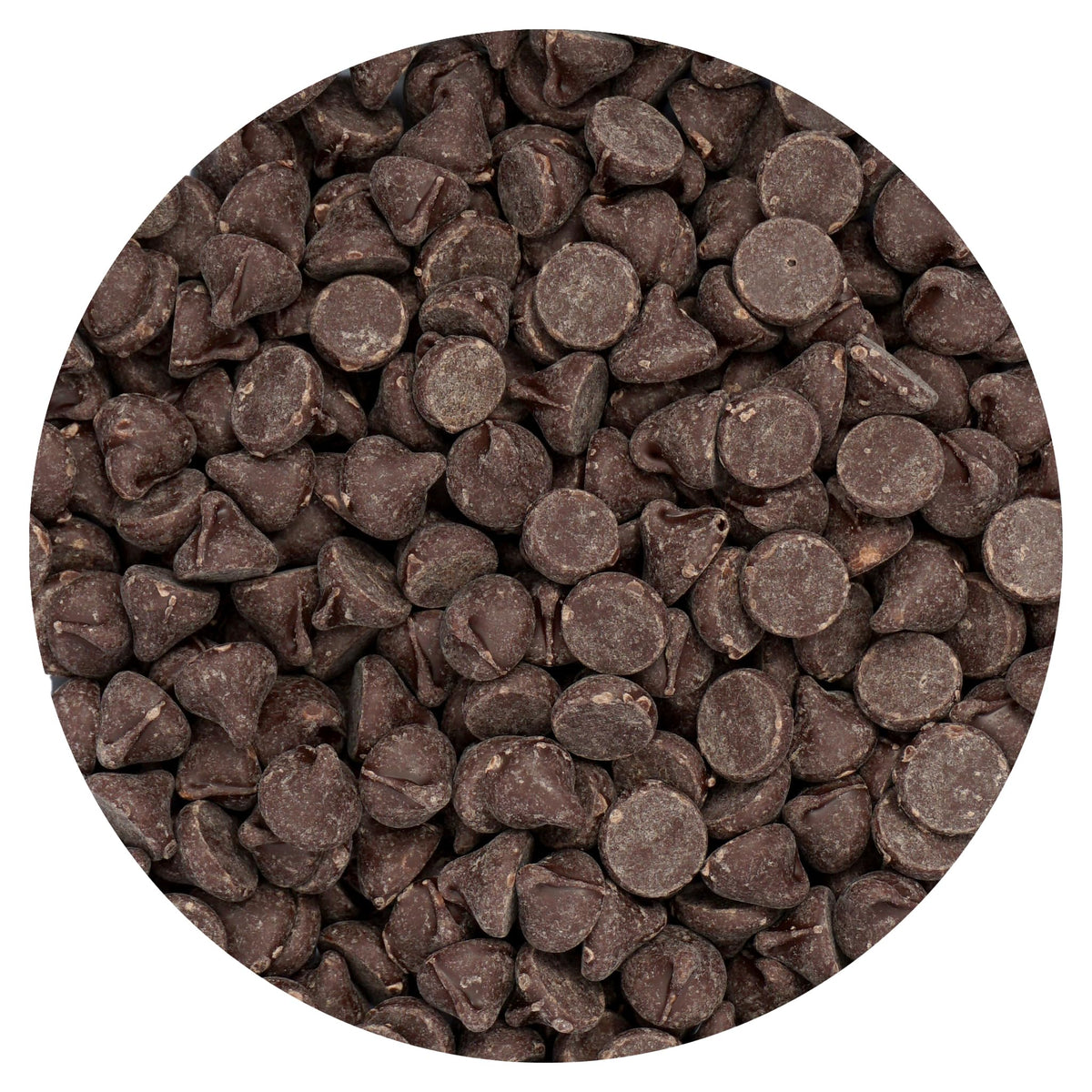 Hampton Distribution dark chocolate chips in a 1lb bulk bag for baking