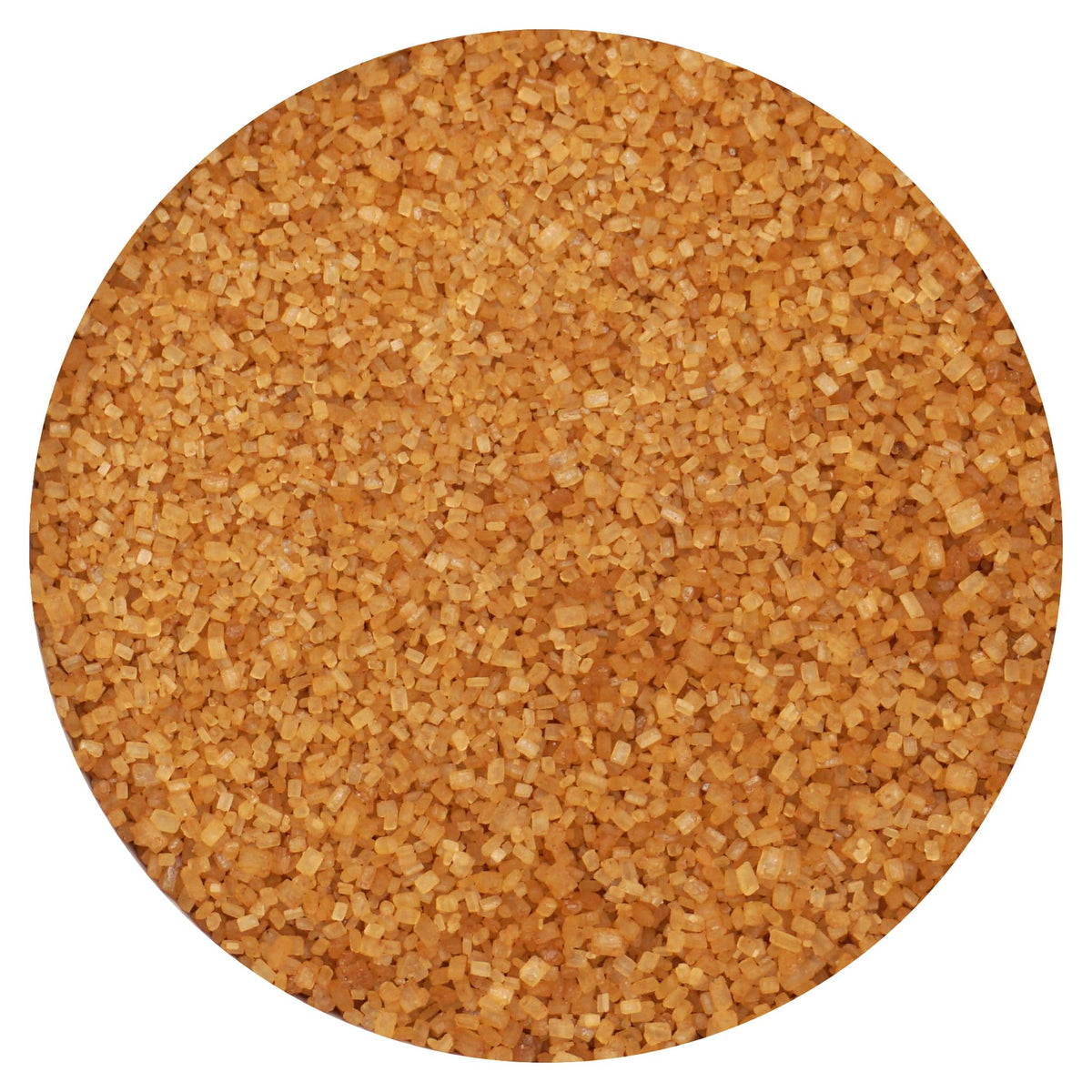 Close-up of golden demerara sugar crystals highlighting caramel notes